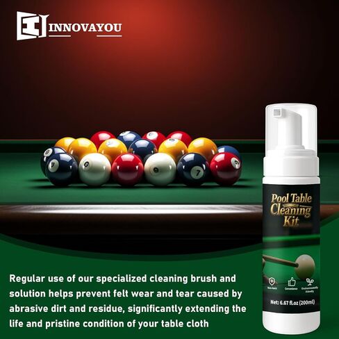 200ml Billiard Tables Cleaner Spray Set, Billiard Felt Cleaner Accessories with 2 Pool Table Brushes, 1 Steel Wire Sponge, 1 Cloth in Kuwait