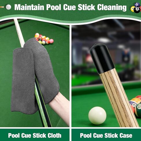 Pool Table Brush Accessories 10 Set，Billiards Pool Table Brush Cleaning Kit with 2 Wooden Brushes, Pool Cue Stick Cleaning Cloth, Billiards Cue Head Protective Sheath, Sticky Lint Roller in Saudi Arabia