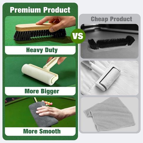 Pool Table Brush Accessories 10 Set，Billiards Pool Table Brush Cleaning Kit with 2 Wooden Brushes, Pool Cue Stick Cleaning Cloth, Billiards Cue Head Protective Sheath, Sticky Lint Roller in Saudi Arabia