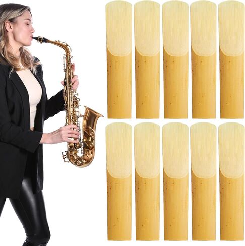 10 Pcs Saxophone Alto Reeds Easy Blowing Practice Saxophone Reeds Laser Engraved Marking & Thinner Reed Tip for Saxophone Alto Beginners & Students Saxophonist Daily Use in Kuwait