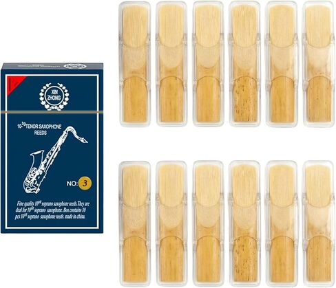Alto Saxophone Reeds Strength 3.0-10 Pack Professional Cane Reeds for Alto Sax, Individually Wrapped with Plastic Case - Rich Tone for Intermediate & Advanced Players in Kuwait