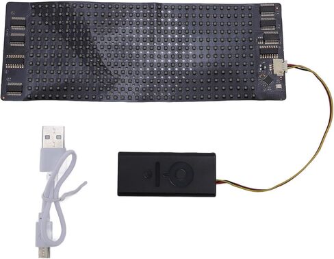 شاشة LED مرنة بدقة 12 × 32 دقة HD كاملة الألوان شاشة محمولة يتم التحكم فيها عن طريق التطبيق مع أضواء RGB لنظارات حقيبة القبعة 158.5 × 58 مم تصميم قابل للدوران قابل للتخصيص in Kuwait