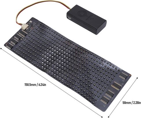 شاشة LED مرنة بدقة 12 × 32 دقة HD كاملة الألوان شاشة محمولة يتم التحكم فيها عن طريق التطبيق مع أضواء RGB لنظارات حقيبة القبعة 158.5 × 58 مم تصميم قابل للدوران قابل للتخصيص in Kuwait