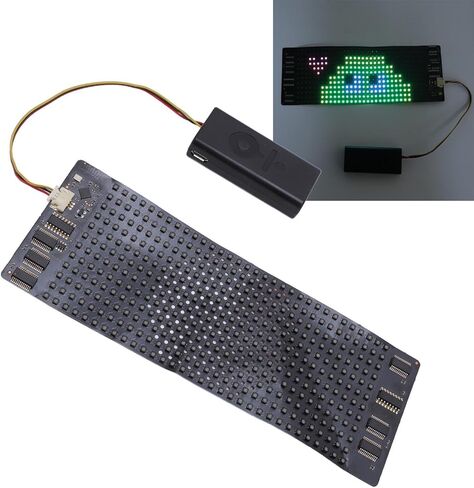 شاشة LED مرنة بدقة 12 × 32 دقة HD كاملة الألوان شاشة محمولة يتم التحكم فيها عن طريق التطبيق مع أضواء RGB لنظارات حقيبة القبعة 158.5 × 58 مم تصميم قابل للدوران قابل للتخصيص in Kuwait