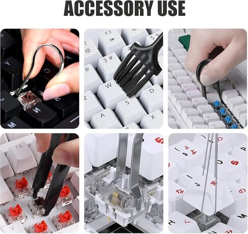 مزيل غطاء لوحة المفاتيح مكون من 8 قطع، مجموعة أدوات سحب المفاتيح مع ملاقط دقيقة وفرش تنظيف، أداة تنظيف لوحة المفاتيح للميكانيكية، مجموعة صيانة للتنظيف العميق وإزالة المكونات بسهولة in Kuwait
