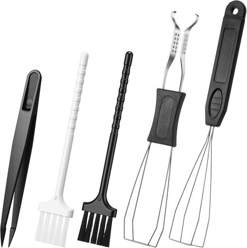 5 PCS Keycap Remover Tool Set Includes 2 PCS Stainless Steel Keycap Puller with 2 Keyboard Brushes 1 Metal Tweezers Key Cap Removal Tool Keycaps Switch Puller Set for Mechanical Keyboard in Saudi Arabia