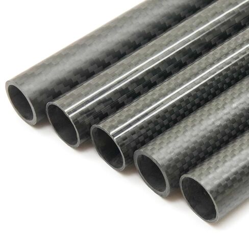 2pcs 20mm x 16mm x 400mm Carbon Fiber Tube Roll Wrapped (20mm OD / 16mm ID, Twill Weave, Gloss Finish) in Saudi Arabia
