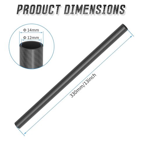 3K Carbon Fiber Tubes, 14×12×330mm Hollow Frosted Tube 14mm Roll Wrapped Twill Matte Finish Roll Wrapped Carbon Fiber Tube for RC Models, Drones, Quadcopter Multicopter & DIY Projects in Saudi Arabia
