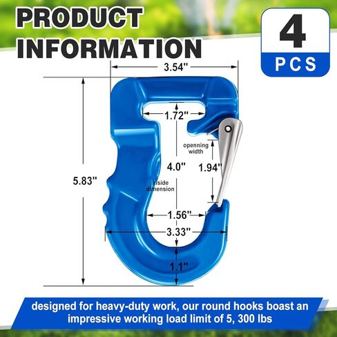 2 Pack Round Sling Hook, Heavy Duty Lifting Hook with Latch for Heavy Cargo Lifting and Towing, RaL5015 Blue, 5300 Lbs in Saudi Arabia