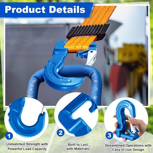 2 Pack Round Sling Hook, Heavy Duty Lifting Hook with Latch for Heavy Cargo Lifting and Towing, RaL5015 Blue, 5300 Lbs in Saudi Arabia