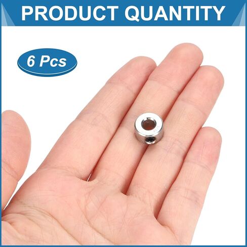 uxcell 6pcs Set Screw Collars 3/16" Bore, Zinc Plated Carbon Steel Shaft Collars, 7/16" OD, 1/4" Width Lock Axle Collar Clamp (Hollow Style, Lightweight) in Saudi Arabia