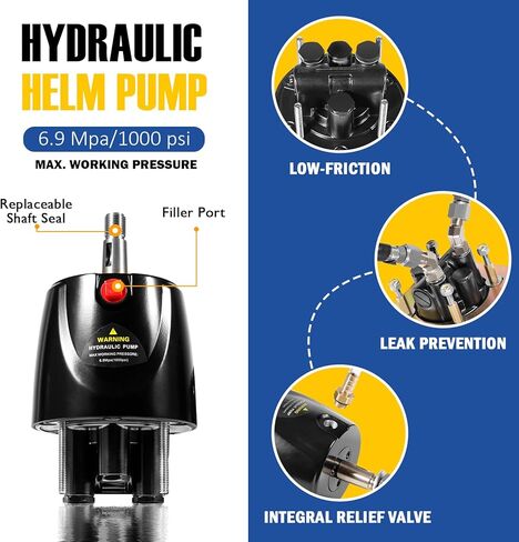 HH5271-3 Outboard Hydraulic Steering Pump Helm, 1.7 cu in Front Mount Helm for Boats up to 300 HP, 4.9 Lock-to-Lock Turns, Built-in Lock Valve, Replace Seastar Helm #HH5271-3 in Saudi Arabia