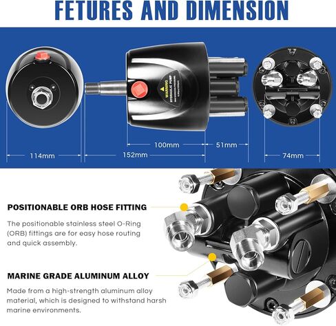 HH5271-3 Outboard Hydraulic Steering Pump Helm, 1.7 cu in Front Mount Helm for Boats up to 300 HP, 4.9 Lock-to-Lock Turns, Built-in Lock Valve, Replace Seastar Helm #HH5271-3 in Saudi Arabia