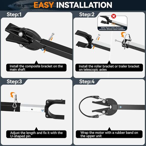 حافظة رافدة القارب قابلة للتعديل من 23 إلى 35 بوصة، حافظة رافدة شديدة التحمل للمحرك الخارجي مع مركب للمحرك الذي يحمل الرأس، وحوامل الأسطوانة والمقطورة in Kuwait