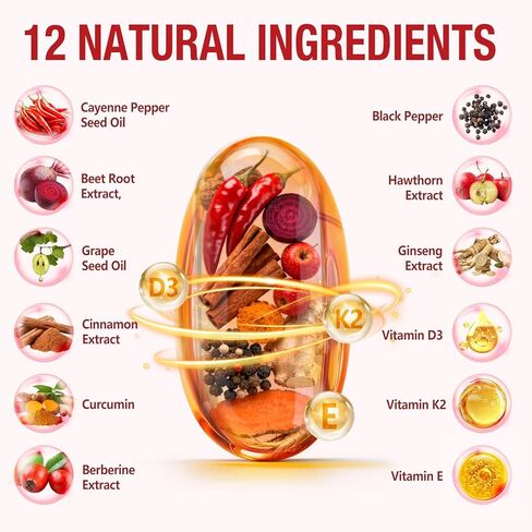Cayenne Pepper Softgels with Beetroot Extract, Turmeric Curcumin & Hawthorn – Enhanced with Vitamins D3, K2 & E – Supports Heart Health, Circulation & Leg Vein Wellness – 240 Easy-to-Take Capsules in Kuwait