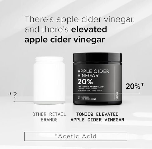 Toniiq Apple Cider Vinegar Capsules - Ultra High Potency 2,010mg Formula with 20% Acetic Acid & Cayenne Pepper - Made with the Mother - Third-Party Lab Tested - 120 Capsules in Saudi Arabia
