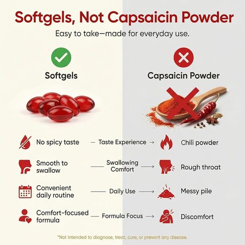 Capsaicin Power - Cayenne Pepper Softgels, Capsaicin Supplements with Vitamin E, D3 & K2, Grape Seed, Beetroot & Turmeric Extract, 300 Soft gels in Kuwait