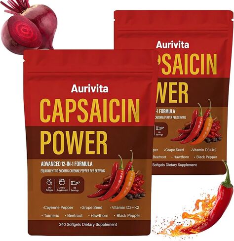 Capsaicin Power, Capsaicin Softgels, Cayenne Pepper & Beetroot Extracts with Vitamin D3+k2, 240 Softgels (1 pcs) in Saudi Arabia