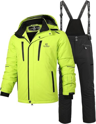EVIL WOLF Men's Ski Suit Set, High-Saturation Bright Top & Detachable Suspender Bib Pants, Insulated Winter Ski Suit in Saudi Arabia