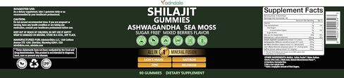 Adndale Himalayan Natural Shilajit Gummies for Men & Women, Sugar-Free Mixed Berries Flavor - with Ashwagandha, Sea Moss, Lion’s Mane & Saffron + Zinc & Selenium - 90 Gummies (45 Servings) in Kuwait