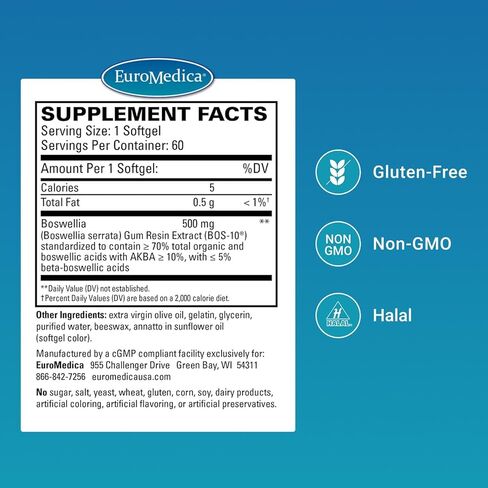 يوروميديكا بوسبرو - مكمل مستخلص بوسويليا سيراتا - مكمل غذائي لدعم الرئة الصحي - تركيبة المكملات العشبية - 60 كبسولة هلامية in Kuwait