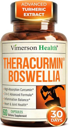 Advanced Turmeric Curcumin Supplement for Joint Support & Inflammation – Enhanced Absorption Theracurmin 600mg with Boswellia Serrata for Mobility & Recovery – Vegan, Gluten Free – 60 Capsules in Saudi Arabia