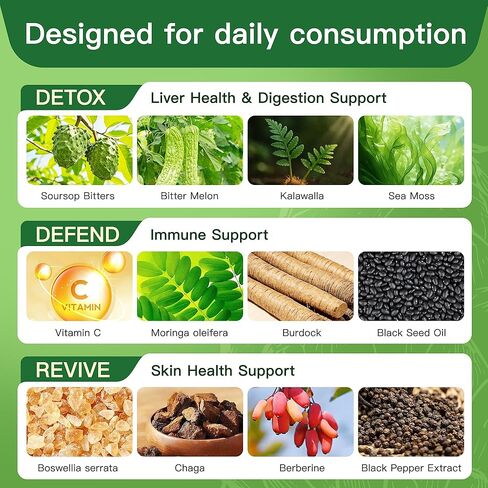 25-in-1 Soursop Supplement with Graviola, Berberine & Bitter Melon Antioxidant Blend with Turmeric Moringa Sea Moss Burdock Root Vitamin C 60 Capsules (1) in Saudi Arabia