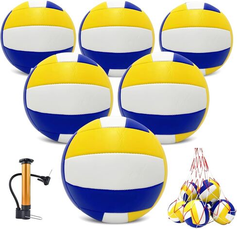 Official Size 5 Volleyball Balls, Waterproof Soft Bulk Recreational Volley Balls with Pump and Net Bag for Beach Pool Sand Training for Beginner in Saudi Arabia