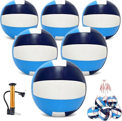 Official Size 5 Volleyball Balls, Waterproof Soft Bulk Recreational Volley Balls with Pump and Net Bag for Beach Pool Sand Training for Beginner in Saudi Arabia