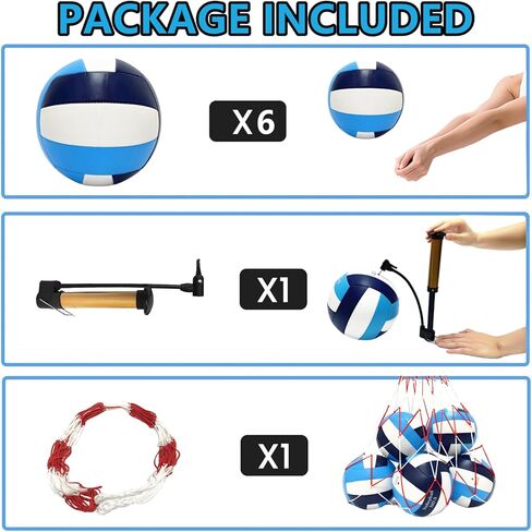 Official Size 5 Volleyball Balls, Waterproof Soft Bulk Recreational Volley Balls with Pump and Net Bag for Beach Pool Sand Training for Beginner in Saudi Arabia
