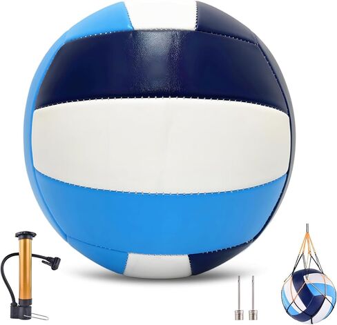 Official Size 5 Volleyball Balls, Waterproof Soft Bulk Recreational Volley Balls with Pump and Net Bag for Beach Pool Sand Training for Beginner in Saudi Arabia