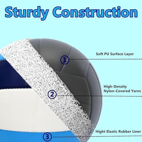 Official Size 5 Volleyball Balls, Waterproof Soft Bulk Recreational Volley Balls with Pump and Net Bag for Beach Pool Sand Training for Beginner in Saudi Arabia