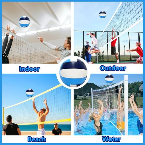 Official Size 5 Volleyball Balls, Waterproof Soft Bulk Recreational Volley Balls with Pump and Net Bag for Beach Pool Sand Training for Beginner in Saudi Arabia
