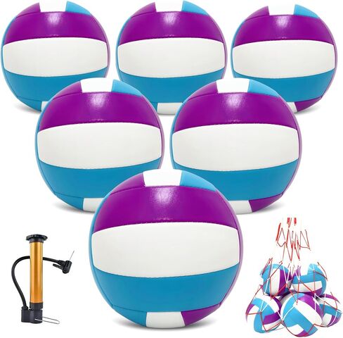 Official Size 5 Volleyball Balls, Waterproof Soft Bulk Recreational Volley Balls with Pump and Net Bag for Beach Pool Sand Training for Beginner in Saudi Arabia
