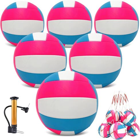 Official Size 5 Volleyball Balls, Waterproof Soft Bulk Recreational Volley Balls with Pump and Net Bag for Beach Pool Sand Training for Beginner in Saudi Arabia