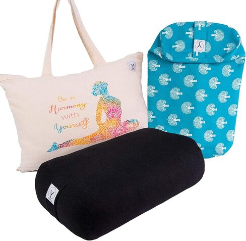 مسند اليوغا YO GAYO - مصنوع من القطن بنسبة 100%، طقم وسادة اليوغا يتضمن غطاء إضافي قابل للغسل وحقيبة حمل in Kuwait