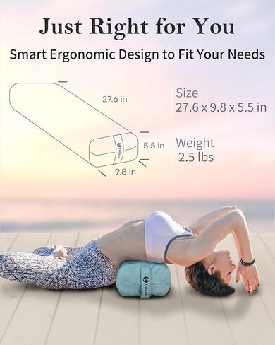 مجموعة مسند اليوجا توماز - وسادة مسند مستطيلة لليوجا التصالحية، وسادة تأمل ناعمة مع مقبض حمل وحزام بطول 8 أقدام، غطاء قابل للغسل في الغسالة in Kuwait