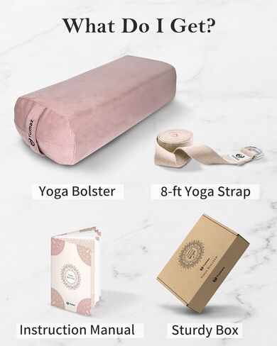 مجموعة مسند اليوجا توماز - وسادة مسند مستطيلة لليوجا التصالحية، وسادة تأمل ناعمة مع مقبض حمل وحزام بطول 8 أقدام، غطاء قابل للغسل في الغسالة in Kuwait