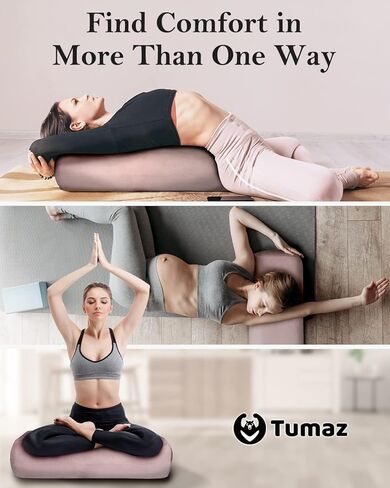 مجموعة مسند اليوجا توماز - وسادة مسند مستطيلة لليوجا التصالحية، وسادة تأمل ناعمة مع مقبض حمل وحزام بطول 8 أقدام، غطاء قابل للغسل في الغسالة in Kuwait