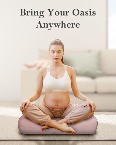 مجموعة مسند اليوجا توماز - وسادة مسند مستطيلة لليوجا التصالحية، وسادة تأمل ناعمة مع مقبض حمل وحزام بطول 8 أقدام، غطاء قابل للغسل في الغسالة in Kuwait