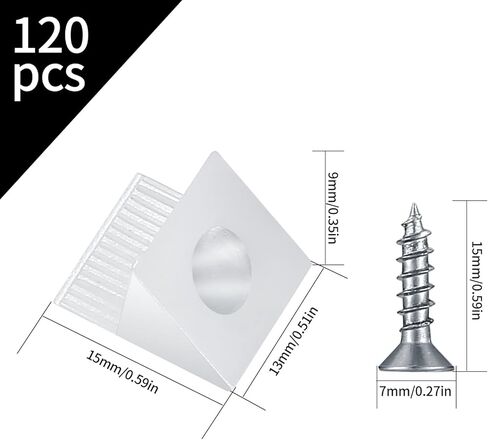 120 Pcs Drawer Bottom Support Brackets,Drawer Wedges with Screws, Fixing Mending Wedges, Angle Code Bracket Fasteners, Plastic Drawer Reinforcement Repair Kit for Furniture Sagging Drawer in Kuwait
