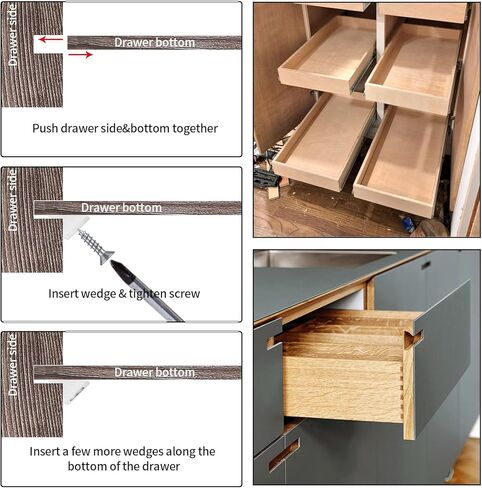 120 Pcs Drawer Bottom Support Brackets,Drawer Wedges with Screws, Fixing Mending Wedges, Angle Code Bracket Fasteners, Plastic Drawer Reinforcement Repair Kit for Furniture Sagging Drawer in Kuwait