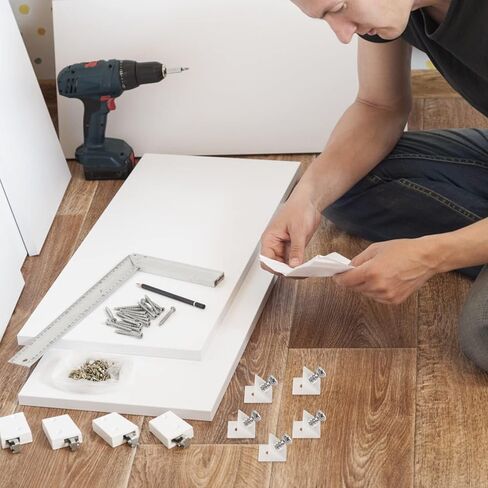 120 Pcs Drawer Bottom Support Brackets,Drawer Wedges with Screws, Fixing Mending Wedges, Angle Code Bracket Fasteners, Plastic Drawer Reinforcement Repair Kit for Furniture Sagging Drawer in Kuwait