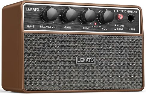 LEKATO 10W Mini Guitar Amp, Portable Electric Guitar Amplifier with Clean/Overdrive Channel, Headphone Jack, AUX Input, Bluetooth, Rechargeable Amp for Home and Travel Practice in Saudi Arabia
