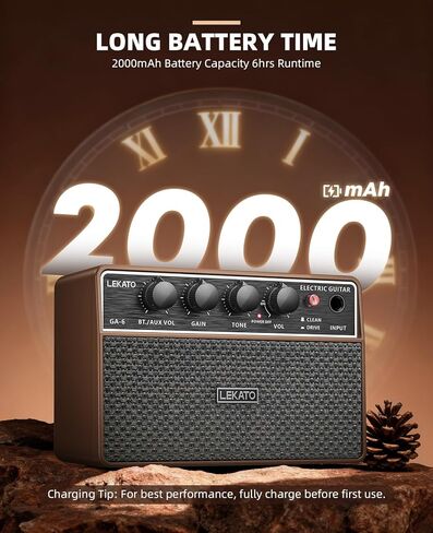 LEKATO 10W Mini Guitar Amp, Portable Electric Guitar Amplifier with Clean/Overdrive Channel, Headphone Jack, AUX Input, Bluetooth, Rechargeable Amp for Home and Travel Practice in Saudi Arabia