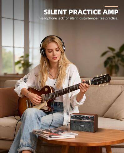 LEKATO 10W Mini Guitar Amp, Portable Electric Guitar Amplifier with Clean/Overdrive Channel, Headphone Jack, AUX Input, Bluetooth, Rechargeable Amp for Home and Travel Practice in Saudi Arabia