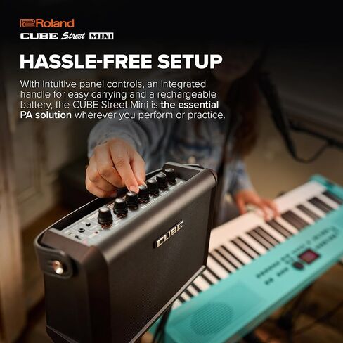 Roland Cube Street Mini | Ultra-Compact Amplifier | Exceptional Sound | Ideal for Small Events | Supports Mics, Instruments & More | Up to 7 Hours Battery Life | Built-in Effects | Bluetooth Audio in Saudi Arabia