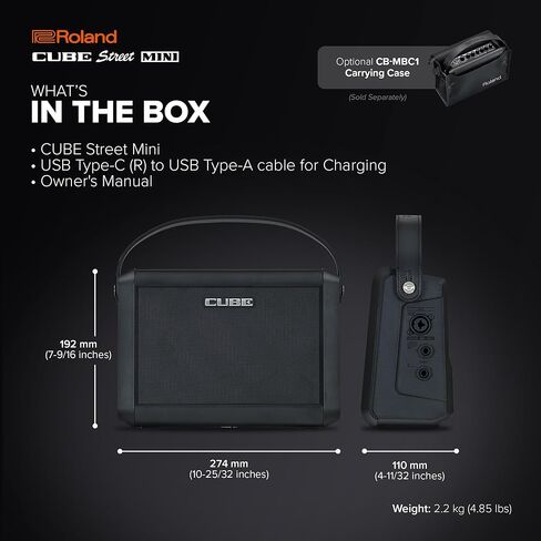 Roland Cube Street Mini | Ultra-Compact Amplifier | Exceptional Sound | Ideal for Small Events | Supports Mics, Instruments & More | Up to 7 Hours Battery Life | Built-in Effects | Bluetooth Audio in Saudi Arabia