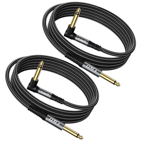 J&D Guitar Cable 2Pack, 1/4 Inch TS Instrument Cable, 6.35mm Cord for Electric Guitar, Bass, Keyboard, Amplifier, Speaker, Right Angle to Straight, Red, 6.6 Feet in Saudi Arabia