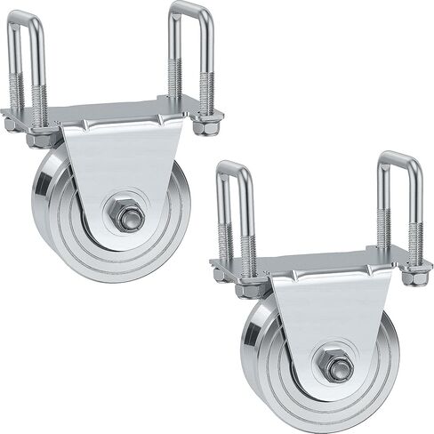 AIWFL 2 Pack 4" V-Groove Slide Gate Wheel Kit, Heavy Duty Steel Dual Bearing Bolted External Mount Bracket with Screws, for 2" Thick Inverted Sliding Rolling Track Gates, 3000 LBS Capacity No Welding in Kuwait